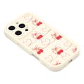 iPhone 16 Pro Max Stylish Shockproof TPU Case with Raised Edges - White / Bow-Tied Cherries