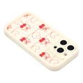 iPhone 16 Pro Max Stylish Shockproof TPU Case with Raised Edges - White / Bow-Tied Cherries