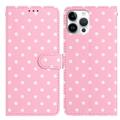 iPhone 16 Pro Polka Dot Pattern Wallet Case - Pink
