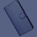 iPhone 16 Pro Premium Wallet Case with Strap - Carbon Fiber Texture - Carbon Blue