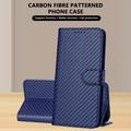 iPhone 16 Pro Premium Wallet Case with Strap - Carbon Fiber Texture - Carbon Blue