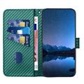 iPhone 16 Pro Premium Wallet Case with Strap - Carbon Fiber Texture - Carbon Green