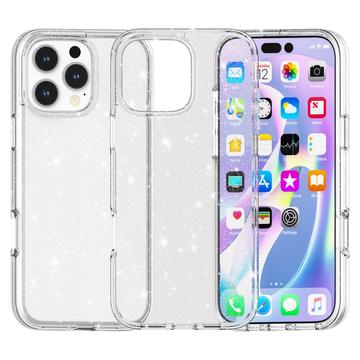 iPhone 16 Pro Stylish Glitter Series Hybrid Case - White