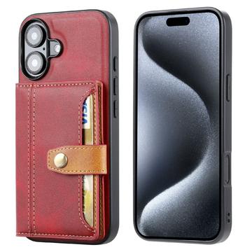iPhone 16 Retro Style Case with Wallet - Red
