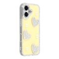 iPhone 16 Sparkling Love and Pearl Hybrid Case - Yellow