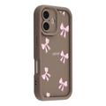 iPhone 16 Stylish Shockproof TPU Case with Raised Edges - Brown / Bow