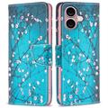 iPhone 16 Wonder Series Wallet Case - White Flowers