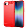 iPhone 16e Brushed TPU Case - Carbon Fiber - Red