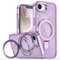 iPhone 16e/17e Glitter Hybrid Case with Kickstand - MagSafe Compatible - Purple