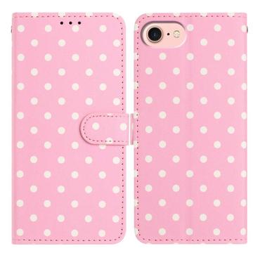 iPhone 16e Polka Dot Pattern Wallet Case - Pink