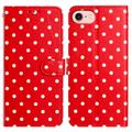 iPhone 16e/17e Polka Dot Pattern Wallet Case - Red