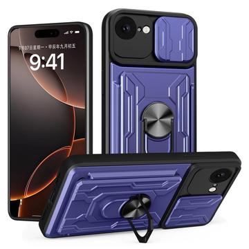 iPhone 16e Rotary Ring Hybrid Case with Camera Shield - Blue