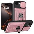iPhone 16e Rotary Ring Hybrid Case with Camera Shield - Rose Gold