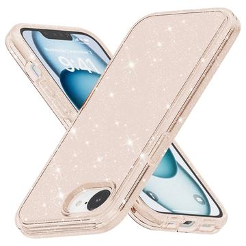 iPhone 16e Stylish Glitter Series Hybrid Case - Gold