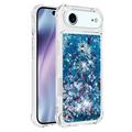 iPhone Air Glitter Quicksand TPU Case - Blue Hearts