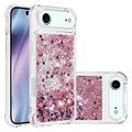 iPhone Air Glitter Quicksand TPU Case - Rose Gold Hearts