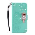 iPhone Air Owl Rhinestone Wallet Case - Cyan