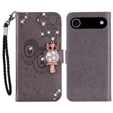 iPhone 17 Air Owl Rhinestone Wallet Case