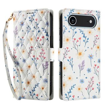 iPhone Air Rhombic Floral Wallet Case - Colorful Flowers