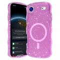 iPhone 17 Air Wave-Edge Laser Glitter MagSafe Case - Translucent Pink