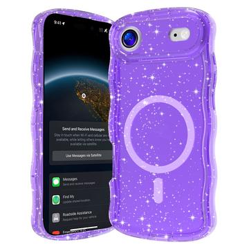 iPhone 17 Air Wave-Edge Laser Glitter MagSafe Case - Translucent Purple
