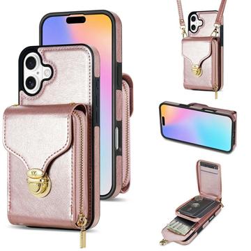 iPhone 17 All-in-One Case with Wallet & Strap - Rose Gold