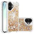iPhone 17 Glitter Quicksand TPU Case - Gold Hearts