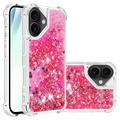 iPhone 17 Glitter Quicksand TPU Case - Pink Hearts