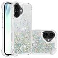 iPhone 17 Glitter Quicksand TPU Case - Silver Hearts