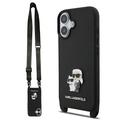 iPhone 17 Karl Lagerfeld Saffiano Crossbody Metal Karl & Choupette Case - Black