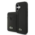 iPhone 17 Lacoste Iconic Petit Pique MagSafe Case & Magnetic Card Holder - Black