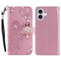 iPhone 17 Owl Rhinestone Wallet Case