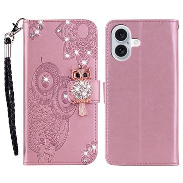 iPhone 17 Owl Rhinestone Wallet Case