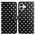 iPhone 17 Polka Dot Pattern Wallet Case - Black