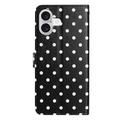 iPhone 17 Polka Dot Pattern Wallet Case - Black