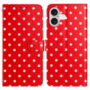 iPhone 17 Polka Dot Pattern Wallet Case - Red