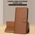 iPhone 17 Premium Wallet Case with Strap - Carbon Fiber Texture - Carbon Coffee