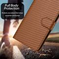 iPhone 17 Premium Wallet Case with Strap - Carbon Fiber Texture - Carbon Coffee