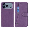 iPhone 17 Pro Elegant Retro Wallet Case with Rotating Card Holder - Purple