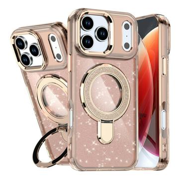 iPhone 17 Pro Glitter Hybrid Case with Kickstand - MagSafe Compatible - Desert Gold