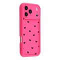 iPhone 17 Pro Heart Pattern Shockproof TPU Case with Raised Edges - Hot Pink