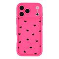 iPhone 17 Pro Heart Pattern Shockproof TPU Case with Raised Edges - Hot Pink