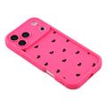 iPhone 17 Pro Heart Pattern Shockproof TPU Case with Raised Edges - Hot Pink