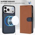 iPhone 17 Pro Max Detachable Wallet Case with MagSafe, RFID Protection & Hand Strap - Brown / Blue