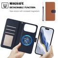 iPhone 17 Pro Max Detachable Wallet Case with MagSafe, RFID Protection & Hand Strap - Brown / Blue