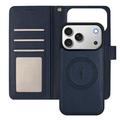 iPhone 17 Pro Max Detachable Wallet Case with MagSafe, RFID Protection & Hand Strap - Brown / Blue