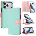 iPhone 17 Pro Max/18 Pro Max Detachable Wallet Case with MagSafe, RFID Protection & Hand Strap - Mint / Pink