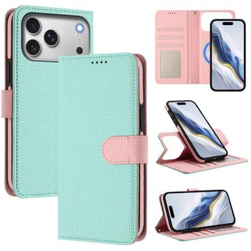 iPhone 17 Pro Max Detachable Wallet Case with MagSafe, RFID Protection / Hand Strap - Mint / Pink
