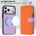 iPhone 17 Pro Max Detachable Wallet Case with MagSafe, RFID Protection & Hand Strap - Orange / Purple