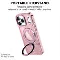 iPhone 17 Pro Max Glitter Hybrid Case with Kickstand - MagSafe Compatible - Pink